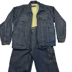 BARCODE JEANS Mens Denim Sherpa Lined Jacket and Pants Set XL Made in Russia